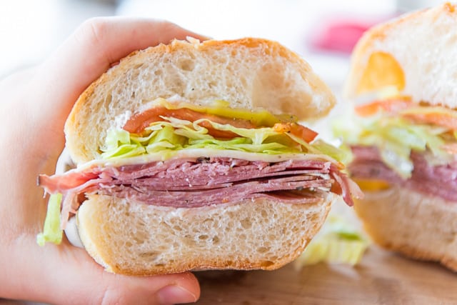 Italian sandwich ham-cheese-salami